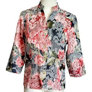 Coldwater Creek Vintage Blazer Multicolor PM Tapestry Embroidered Floral Jacket